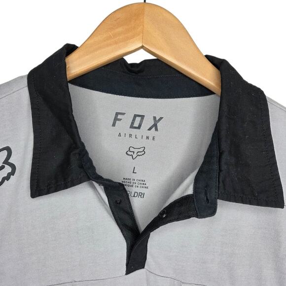 Fox Mens Airline Trudri Performance Polo Shirt Gray Short Sleeve SZ L Motocross - Picture 3 of 13